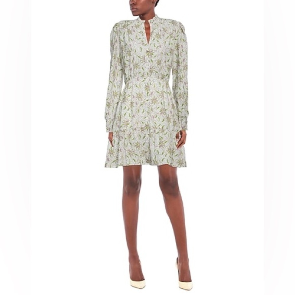 Pinko Nomade Short Dress White Floral Made In Italy 100% Cotton - Picture 9 of 12